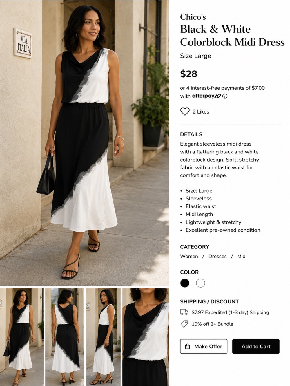 Chicos Elegant Black and White Maxi Dress large